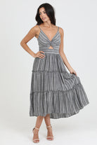 Spaghetti Strap Twist Front Cutout Tiered Dress-How Cute is That? Boutique