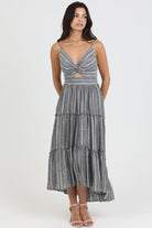 Spaghetti Strap Twist Front Cutout Tiered Dress-How Cute is That? Boutique