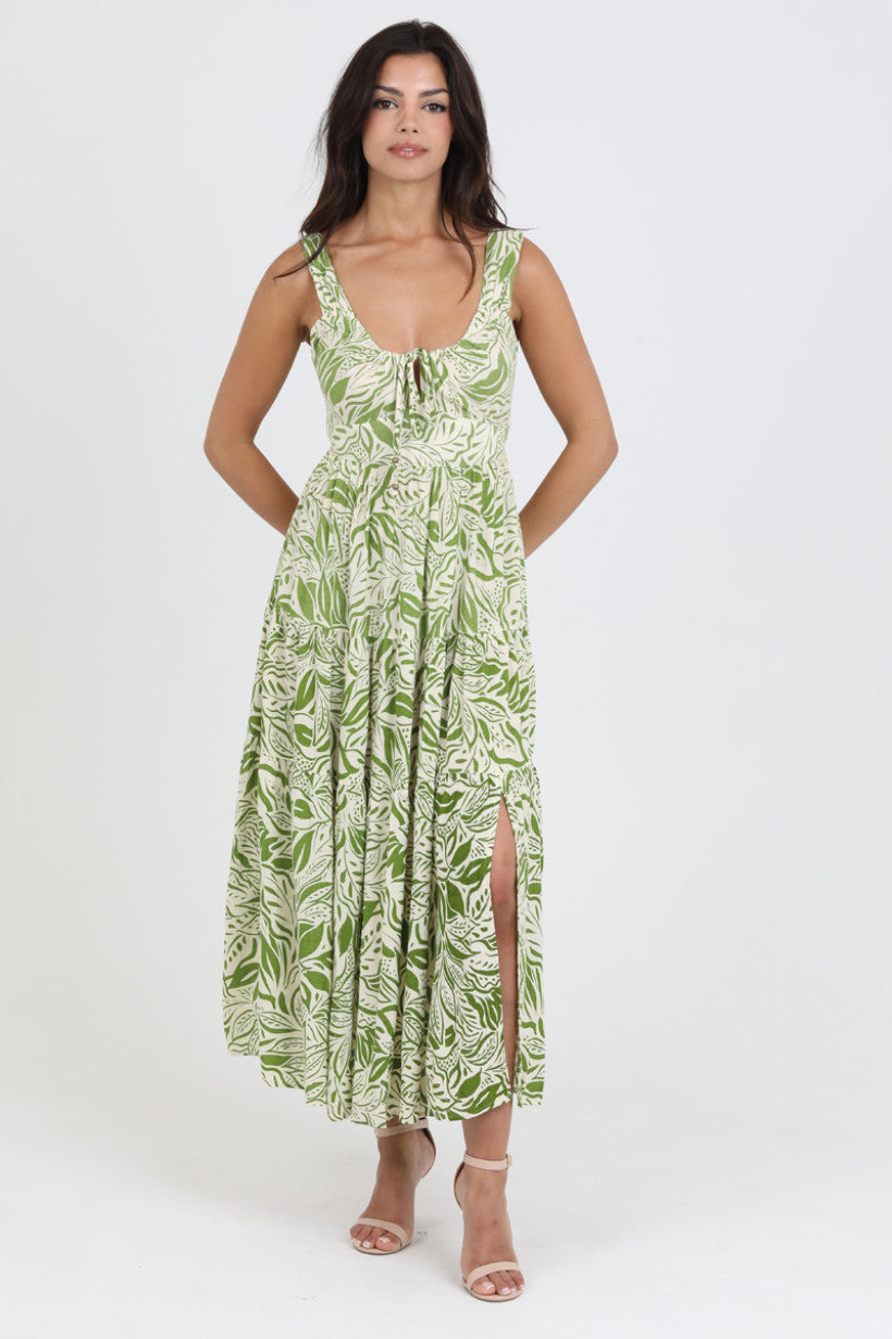 Green Printed Maxi Dress by ANGIE