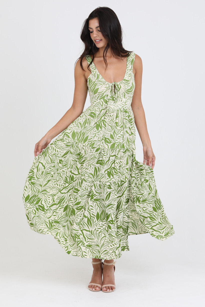Green Printed Maxi Dress by ANGIE