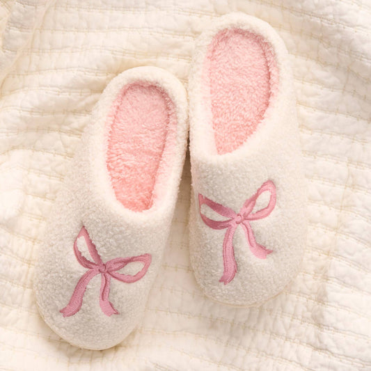 Fuzzy Slippers-Bow Pink-2025