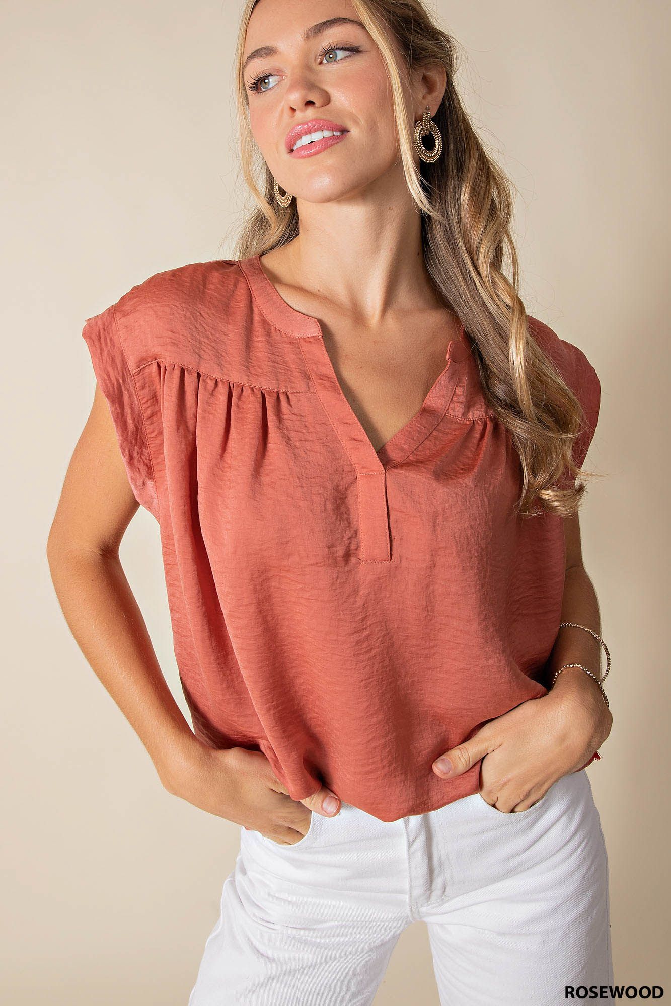 SATIN WOOVEN TOP-How Cute is That? Boutique