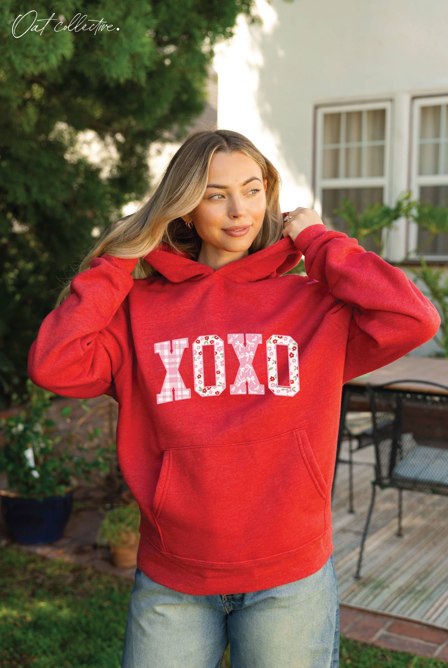 XOXO WITH PATTERN Hoodie Pullover Sweatshirt