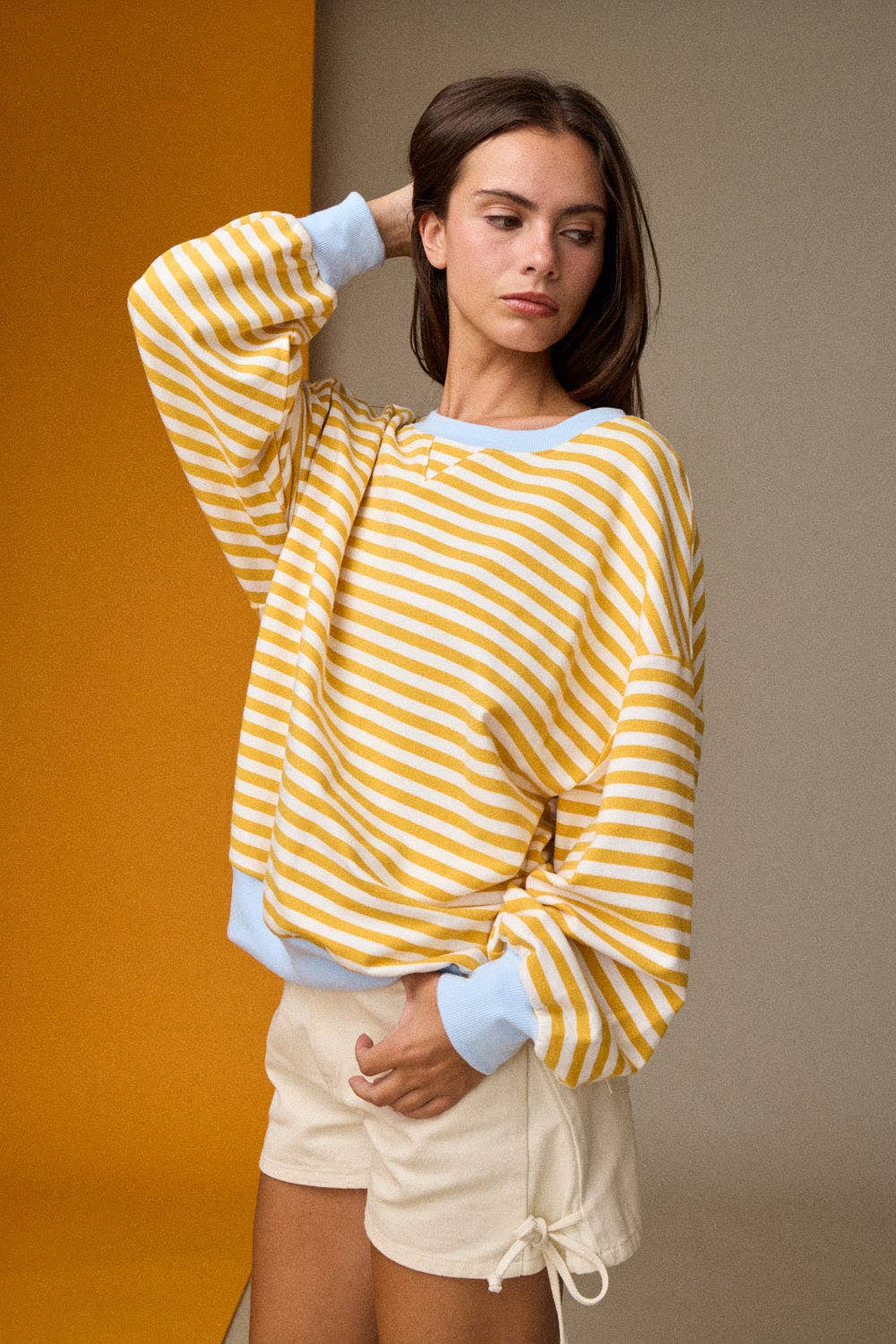 PT18907 Striped Relaxed Fit Pullover-How Cute is That? Boutique