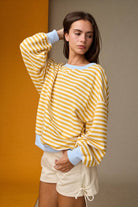 PT18907 Striped Relaxed Fit Pullover-How Cute is That? Boutique