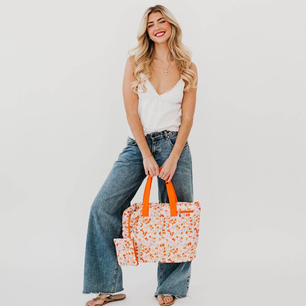Presley Puffer Quilted Tote Bag With Pouch-How Cute is That? Boutique