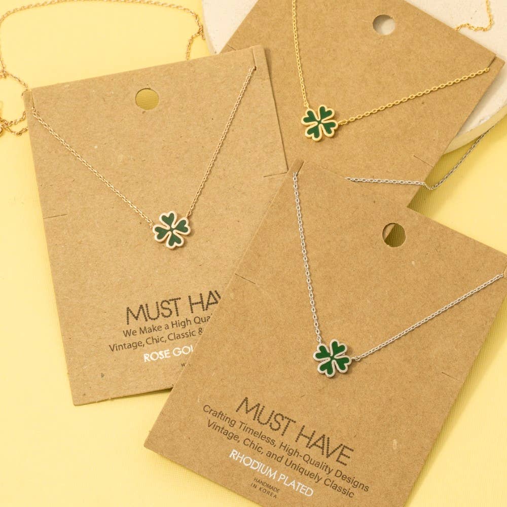 Green Clover Charm Necklace-How Cute is That? Boutique