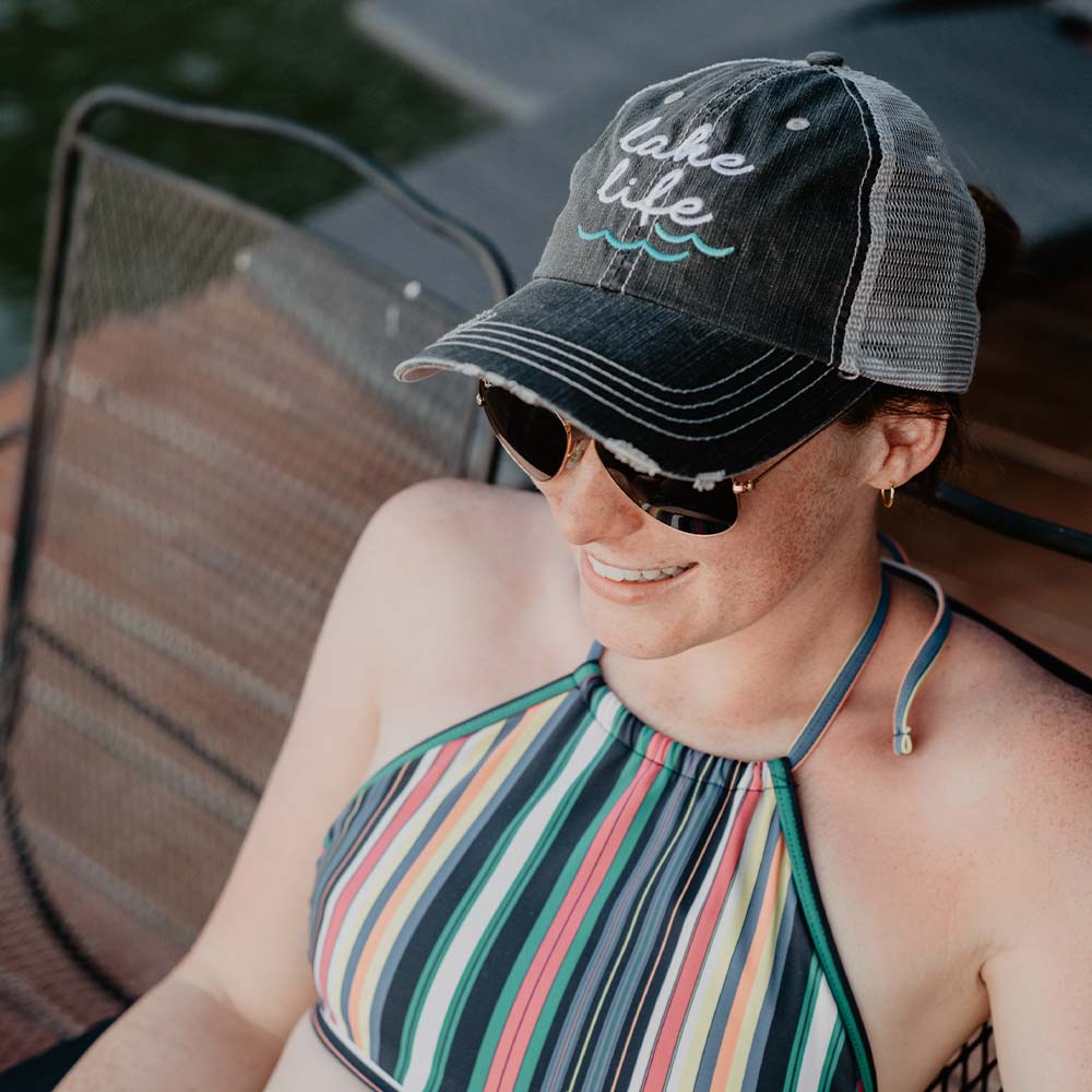 Trucker Embroidered Hat- LAKE-How Cute is That? Boutique