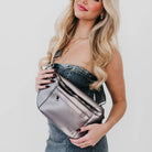 Marley Metallic Oversized Bum Bag Wholesale in Black-How Cute is That? Boutique