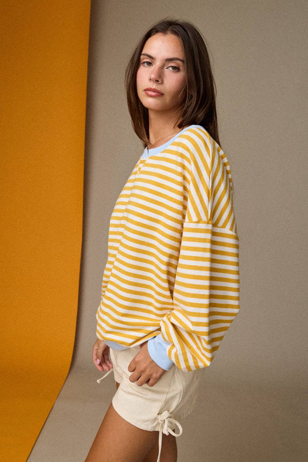 PT18907 Striped Relaxed Fit Pullover-How Cute is That? Boutique