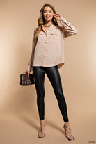 BUTTON-UP SILKY SHIRT-How Cute is That? Boutique