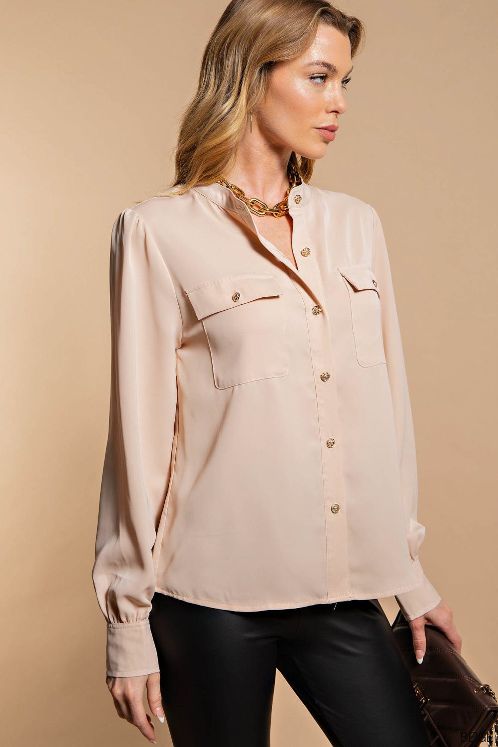 BUTTON-UP SILKY SHIRT-How Cute is That? Boutique