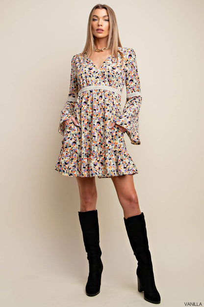 BELL-SLEEVE MINI DRESS