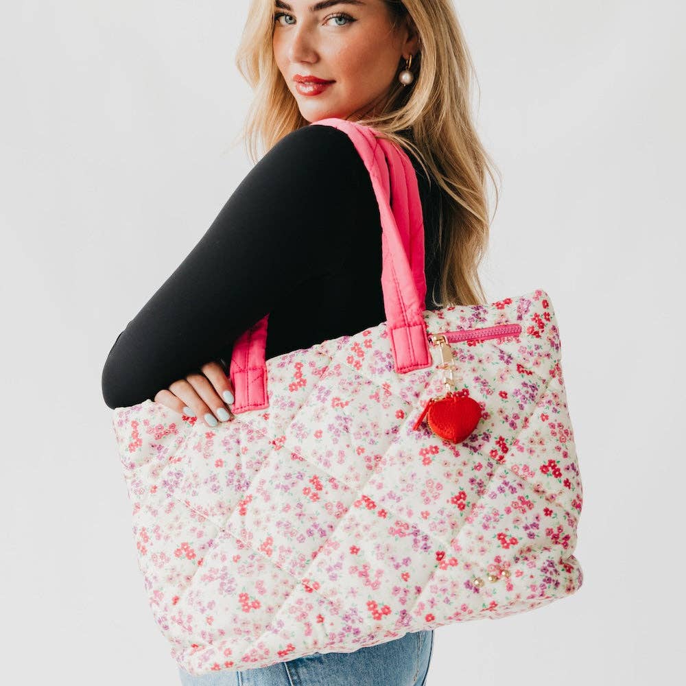 Presley Puffer Quilted Tote Bag With Pouch-How Cute is That? Boutique