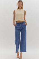 Wide Leg Denim Bottoms-How Cute is That? Boutique