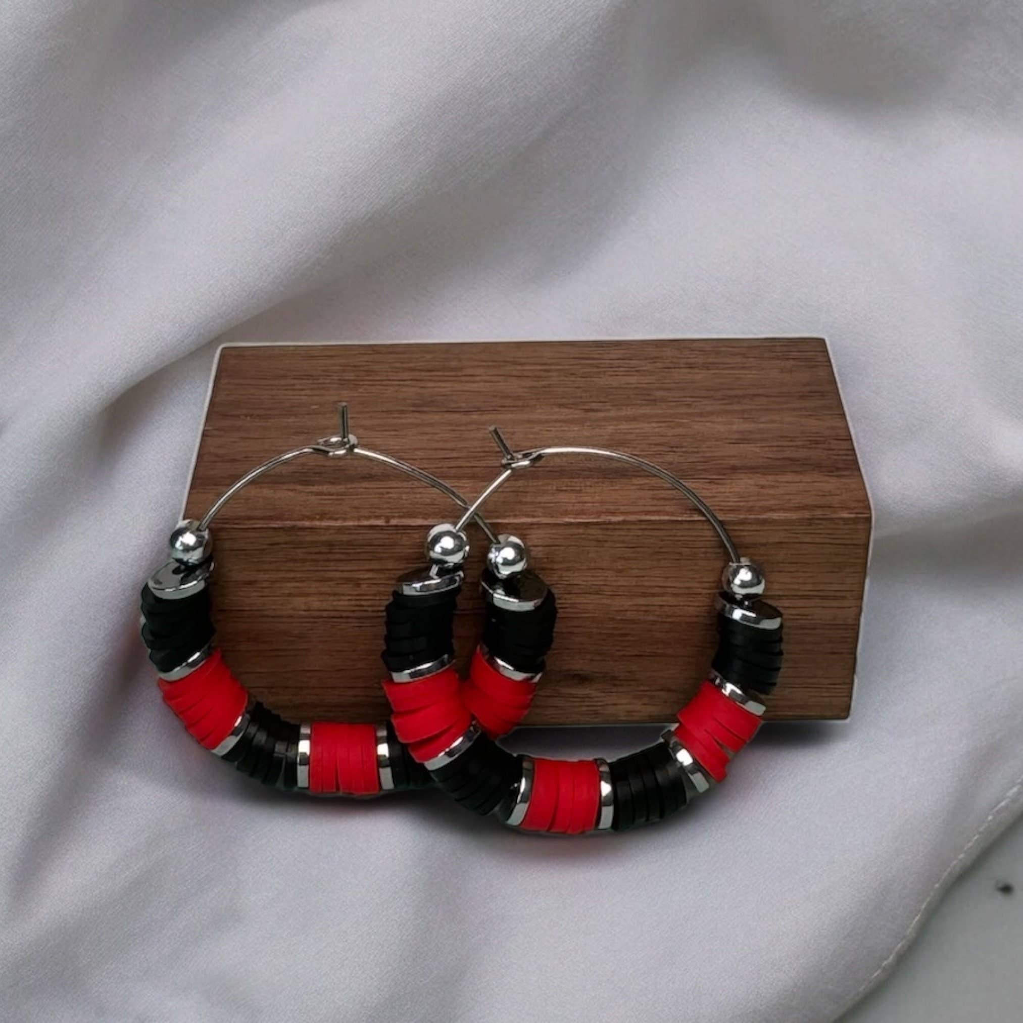 Red and Black Game Day Earrings-How Cute is That? Boutique