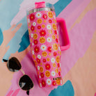 Red Flower Happy Face Stainless Steel Tumbler Cup-How Cute is That? Boutique