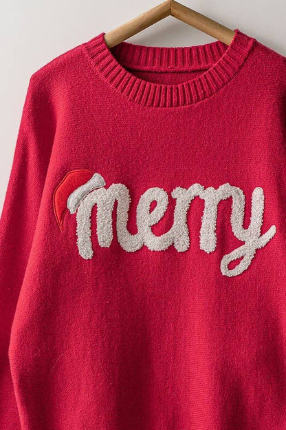 Merry Embroidered Crewneck Sweater