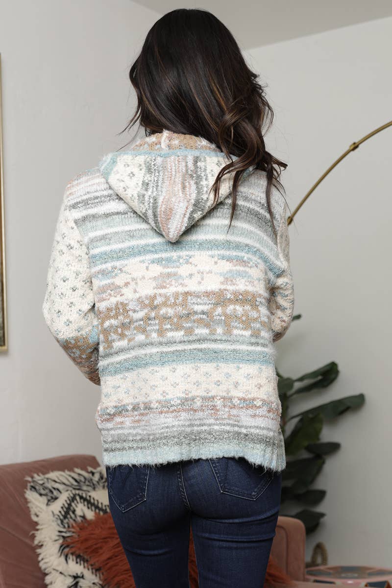 FUZZY ZIP FRONT JACKET WITH HOOD