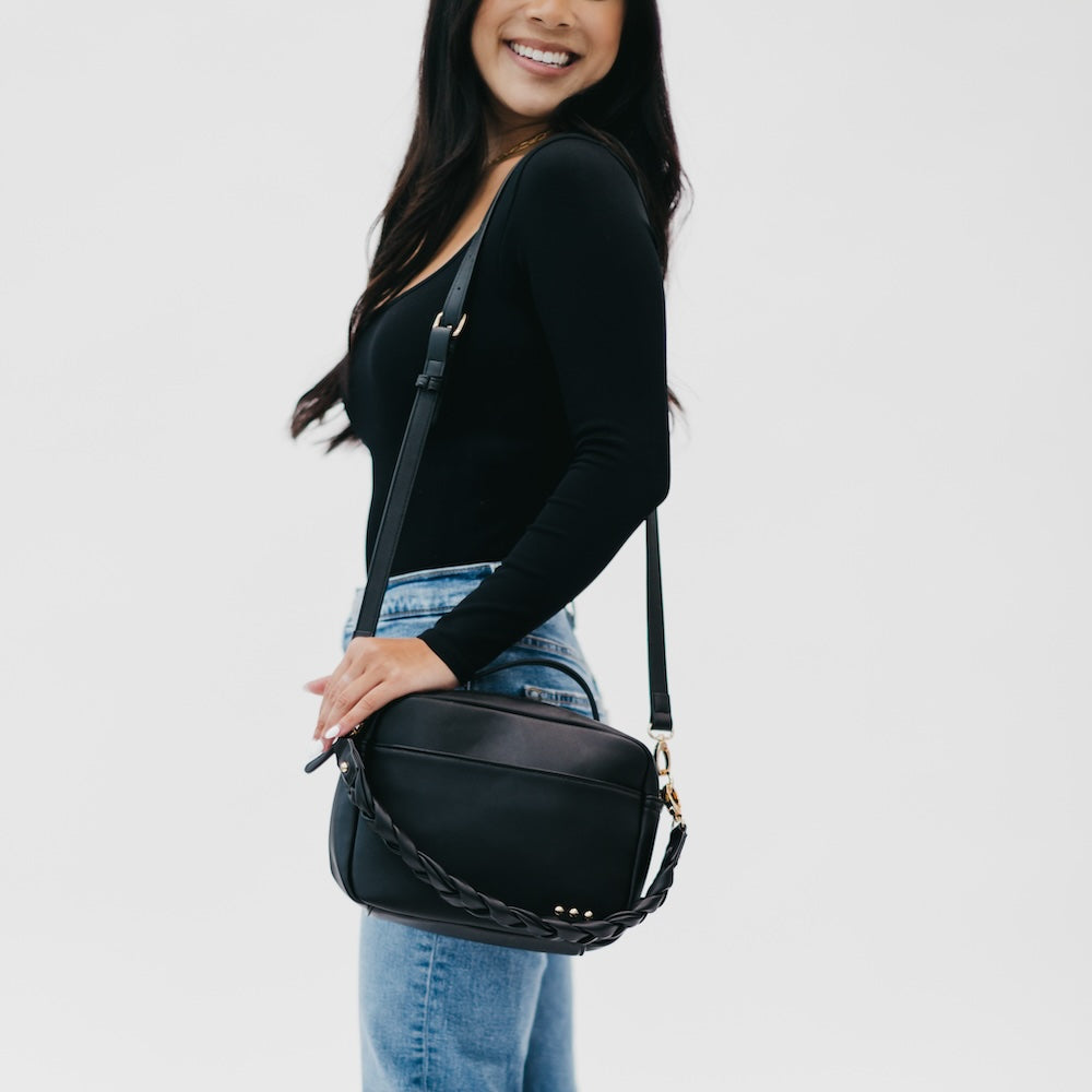 Harriet Handle Crossbody and Shoulder Bag in Black-How Cute is That? Boutique