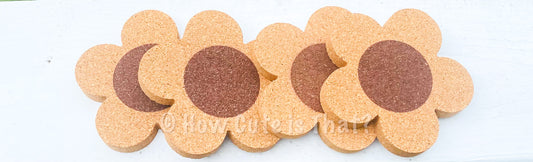 Flower Cork Coasters- Set of 2