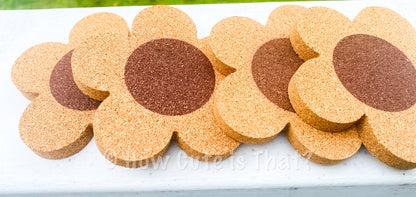 Flower Cork Coasters- Set of 2