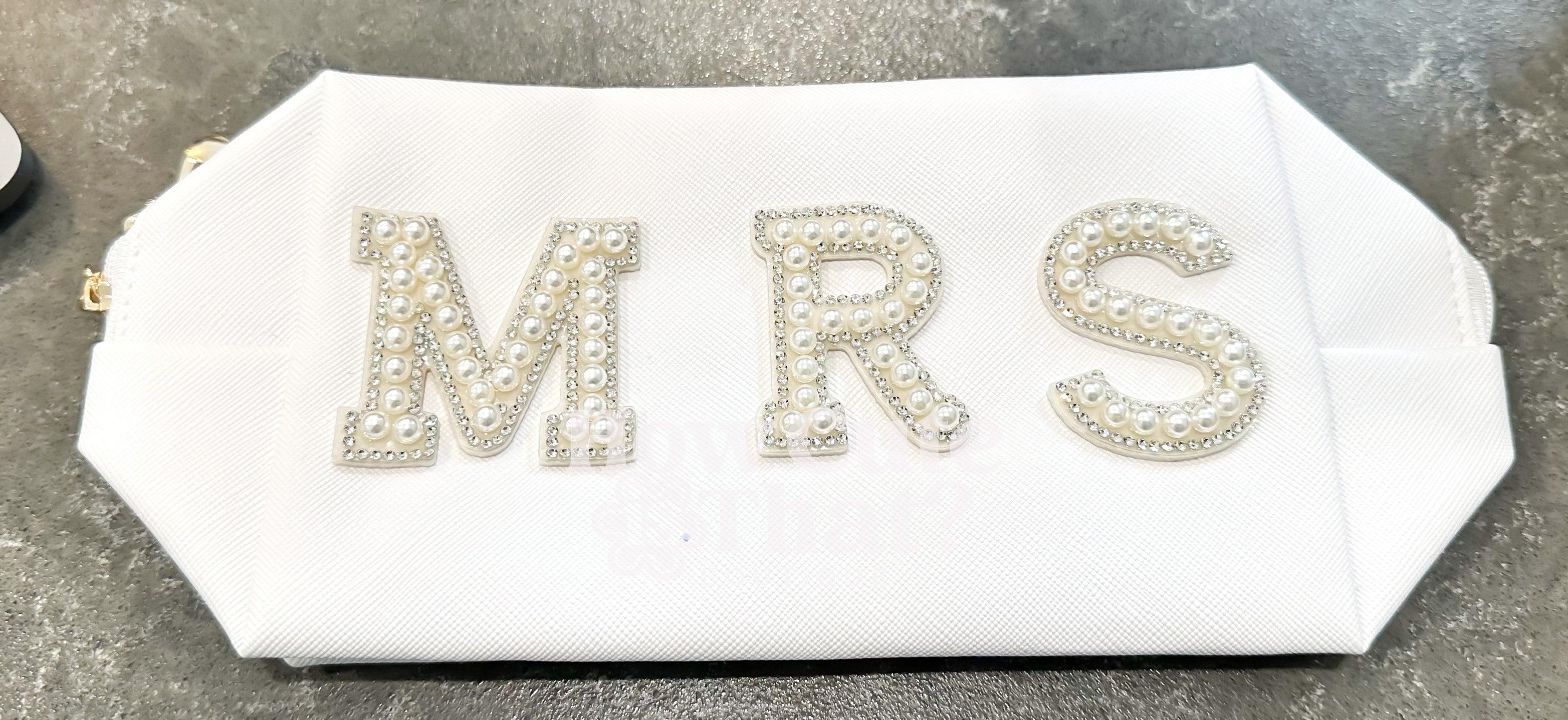 Mrs. Makeup Bag in White-How Cute is That? Boutique