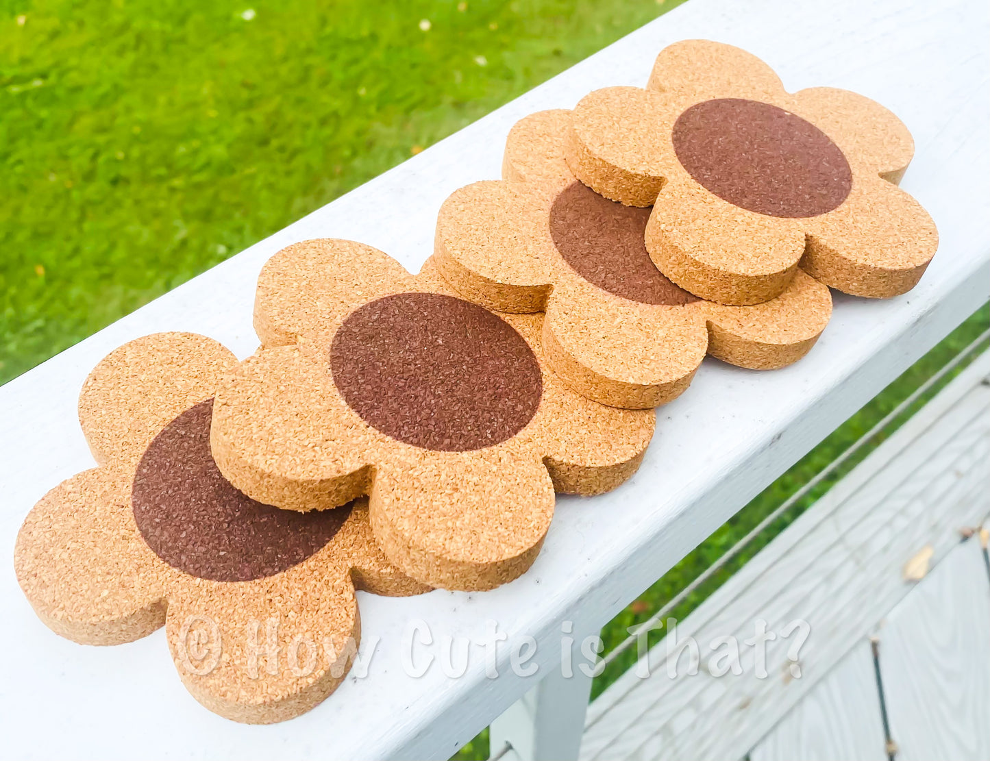 Flower Cork Coasters- Set of 2