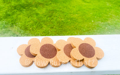 Flower Cork Coasters- Set of 2