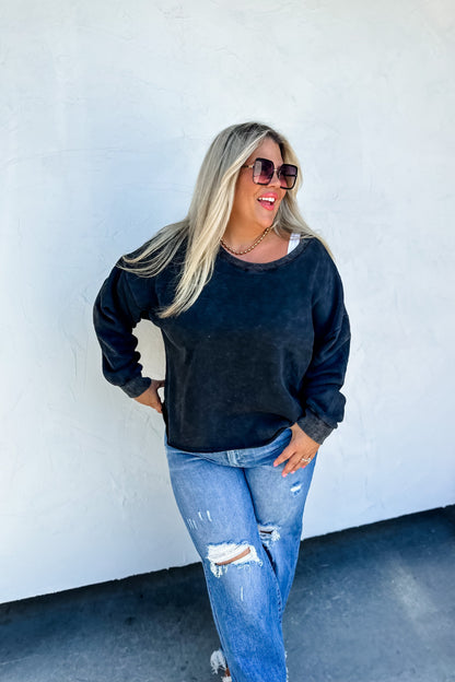 KALI MINERAL WASH SWEATSHIRT in Vintage Black