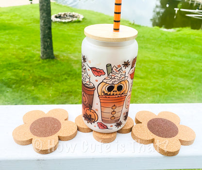 Flower Cork Coasters- Set of 2