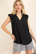 RUFFLED SLEEVES TOP-How Cute is That? Boutique