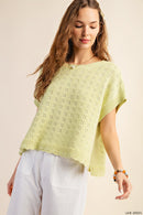 PLUS COTTON THREAD TEXTURE RELAX FIT SWEATER TOP in Lime