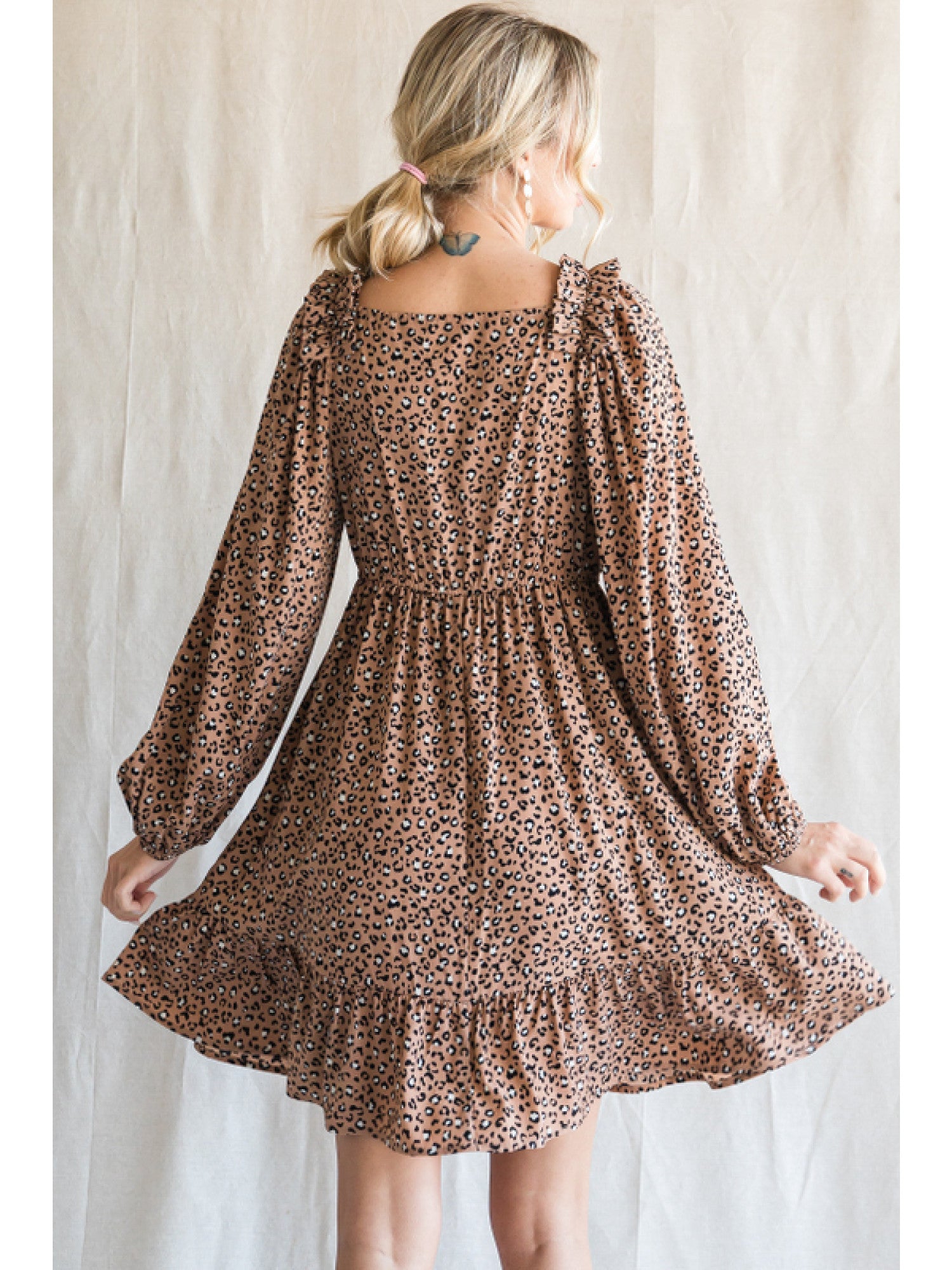 Leopard dress with frilled detail-How Cute is That? Boutique