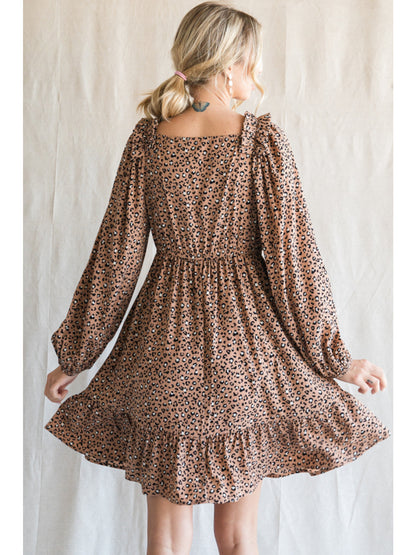 Leopard dress with frilled detail