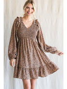 Leopard dress with frilled detail-How Cute is That? Boutique