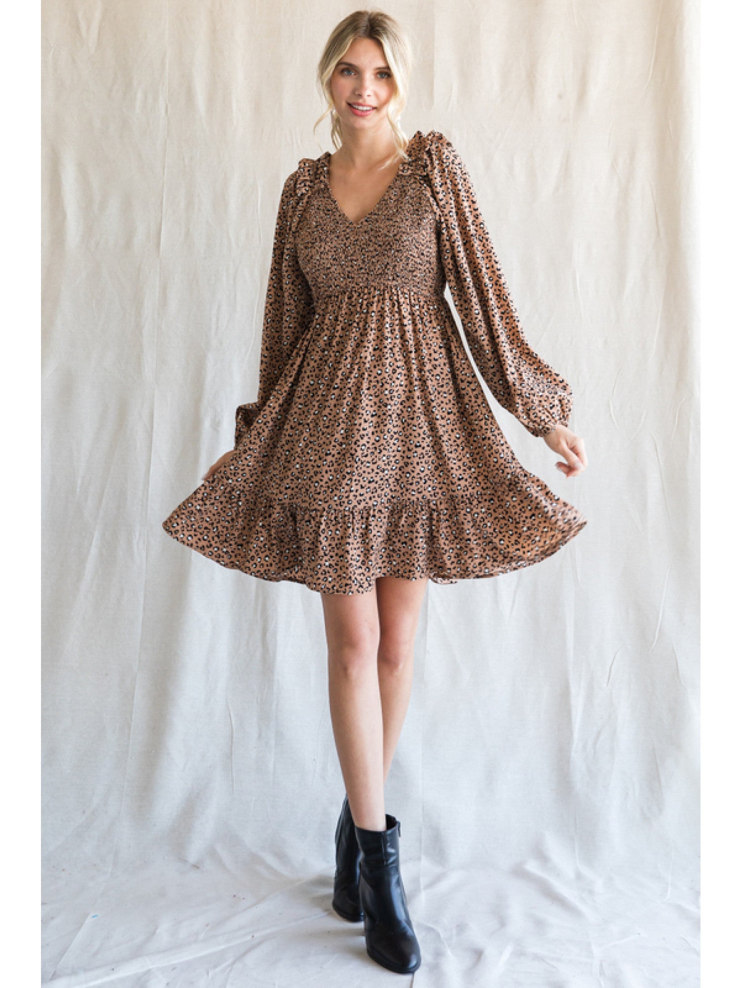 Leopard dress with frilled detail-How Cute is That? Boutique