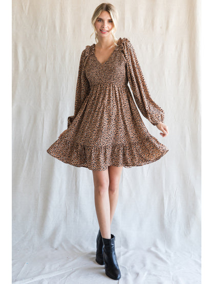 Leopard dress with frilled detail