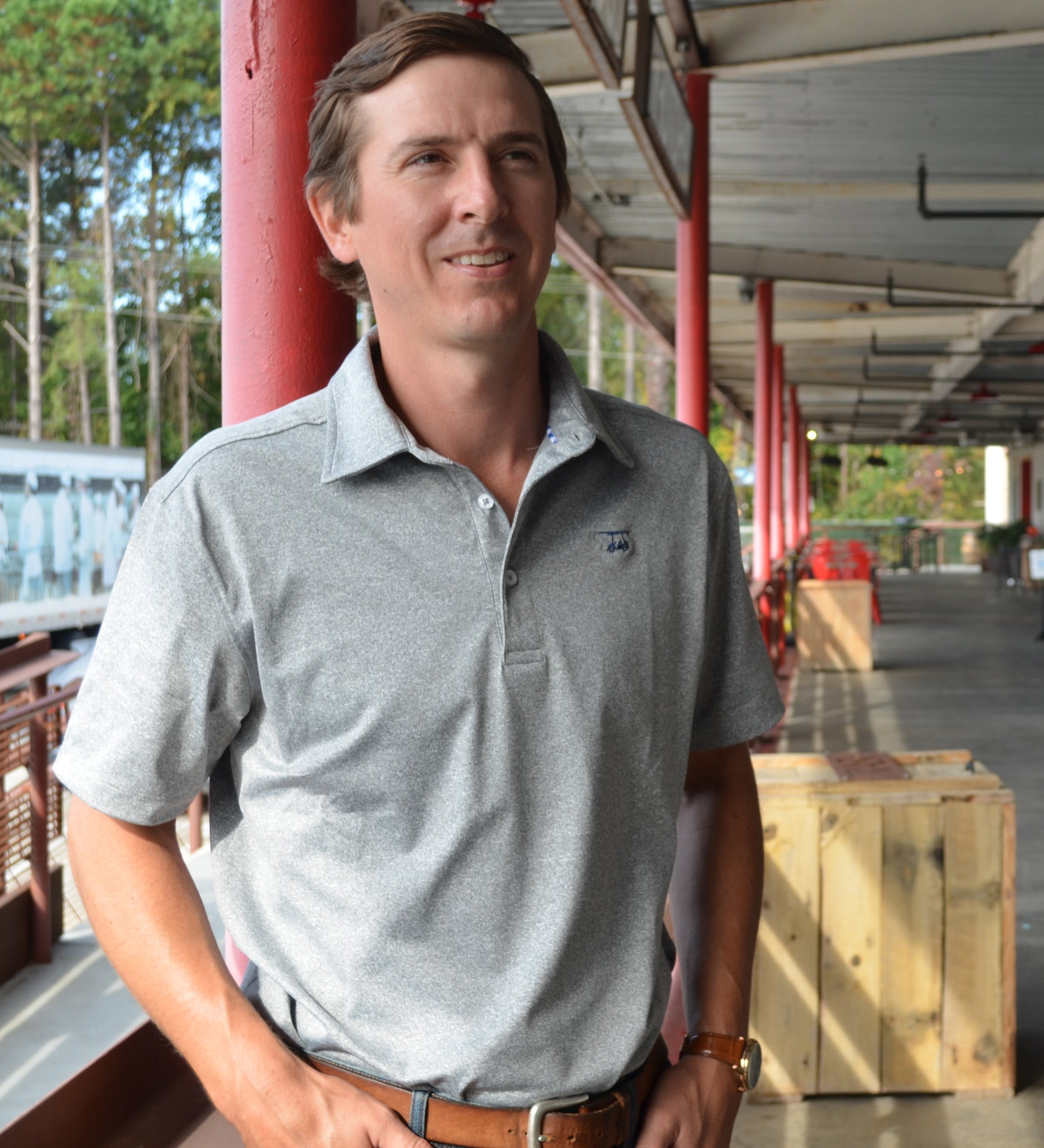 Albatross Polo - Heather Monument Albatross Polo-How Cute is That? Boutique