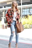 Rust/Brown Plaid Shacket-How Cute is That? Boutique