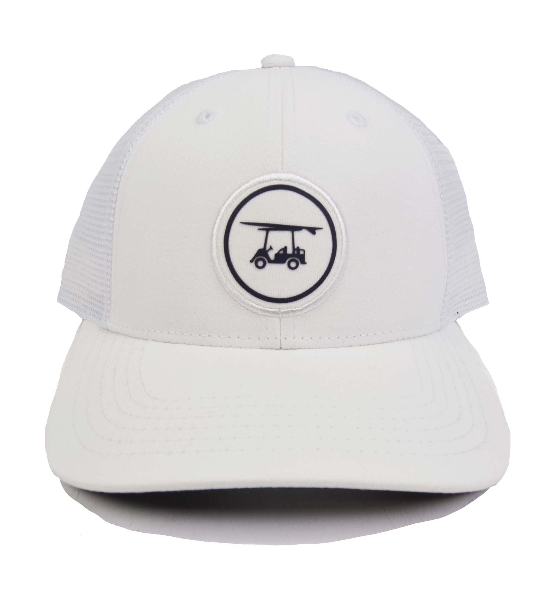 Bald Head Blues Trucker Hat w/ Circle Logo - White-How Cute is That? Boutique