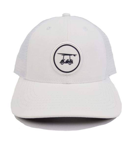 Bald Head Blues Trucker Hat w/ Circle Logo - White