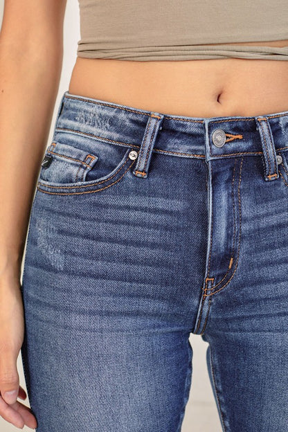 Kan Can HIGH RISE RAW HEM ANKLE SKINNY