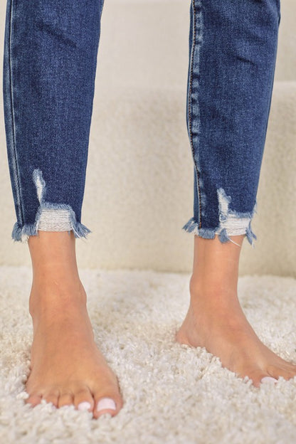 Kan Can HIGH RISE RAW HEM ANKLE SKINNY