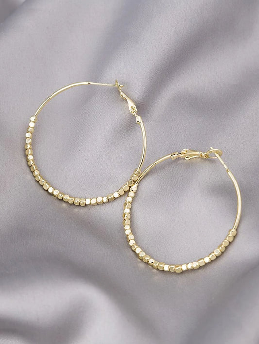 Gold Bead Detail Hoop Earrings
