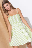 SMOCKING MINI FLARE DRESS Gingham-How Cute is That? Boutique