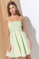 SMOCKING MINI FLARE DRESS Gingham-How Cute is That? Boutique