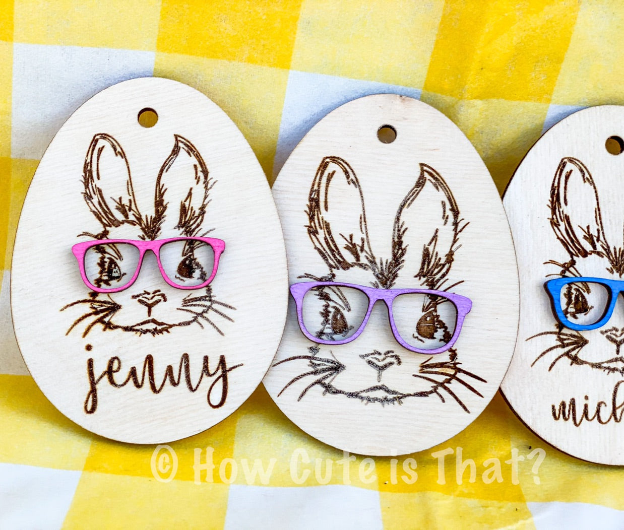 Personalized Easter Bunny with Glasses Basket Tag
