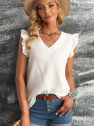 Ruffle sleeve blouse-How Cute is That? Boutique
