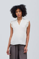Ruffle Sleeve Gauze Shirt-How Cute is That? Boutique